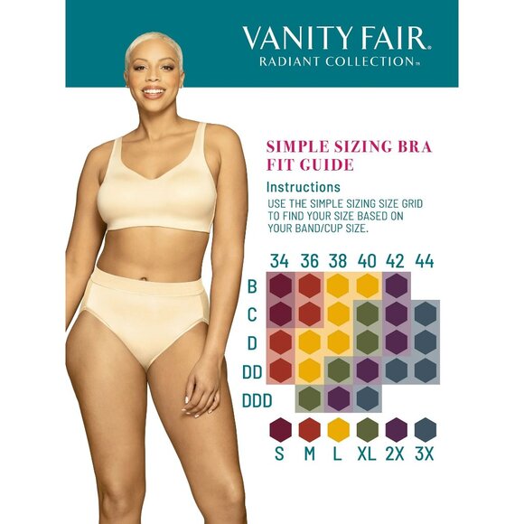 Vanity Fair SZ 2X Radiant Collection Women's Wireless Bra - Comfort Fit in Beige - Picture 6 of 8